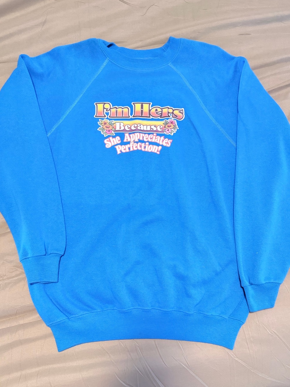Blue Graphic Crewneck Sweatshirt - "I'm Hers"